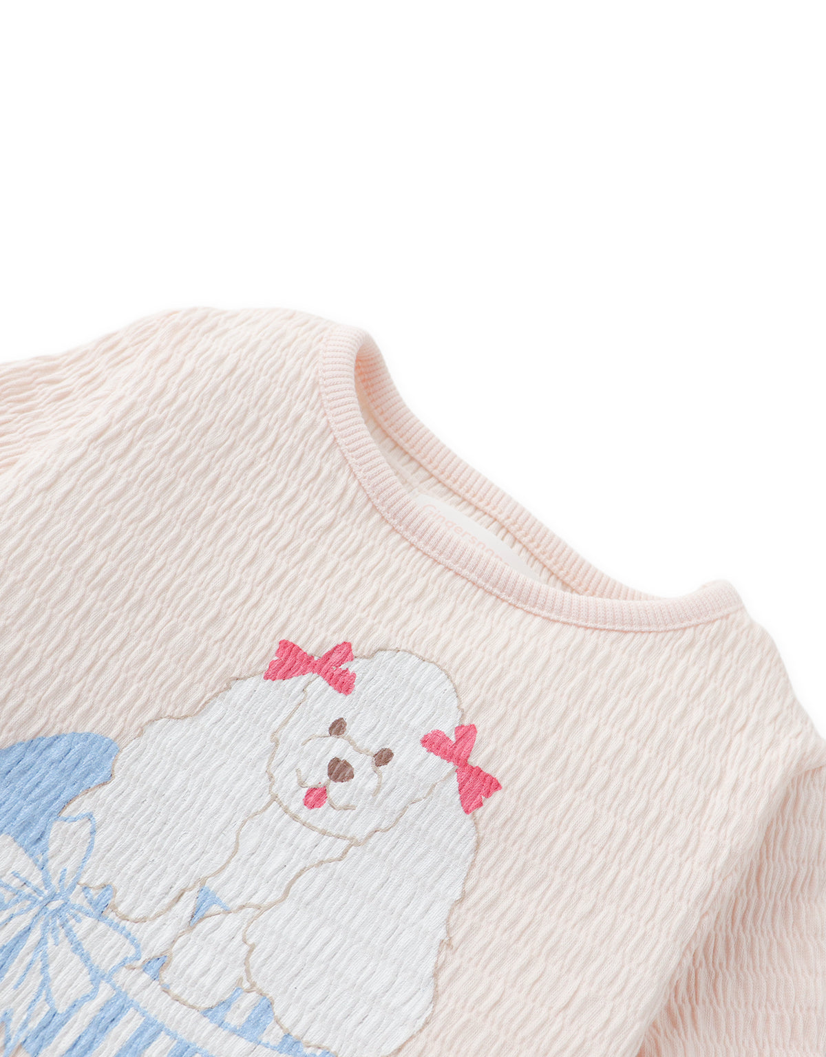 Baby Kaye Lettuce-Hem Shirred Graphic Tee with Gift Box Dog