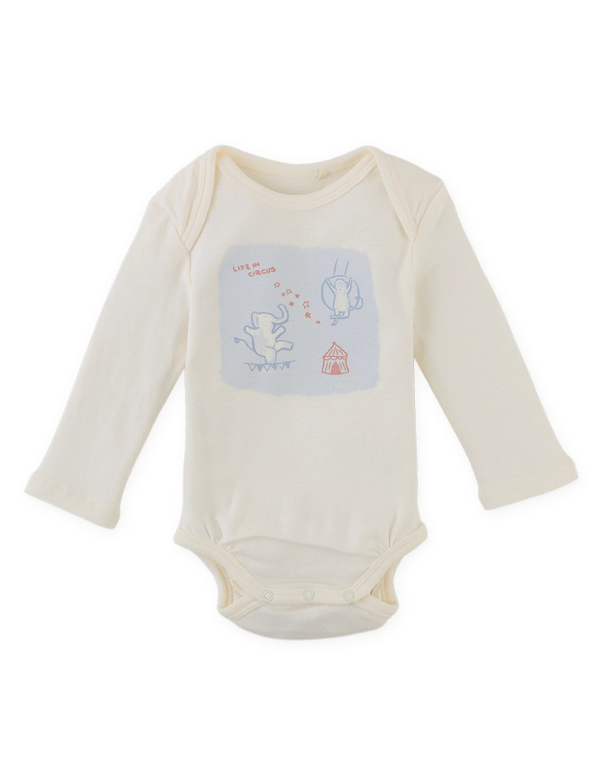 2-Piece Long-Sleeve Envelope-Neck Bodysuit Set with Circus Print