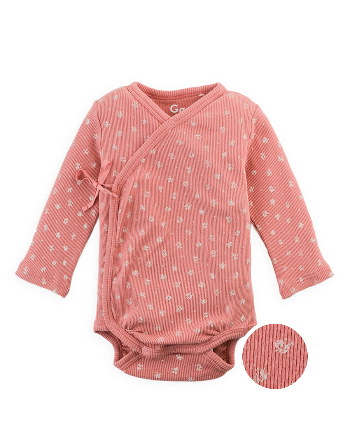 2-Piece Long-Sleeve Kimono Bodysuit Set with Side Bow Detail
