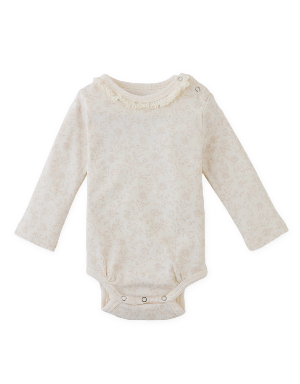 3-Piece Long-Sleeve Bodysuit Set with Ruffled Neckline