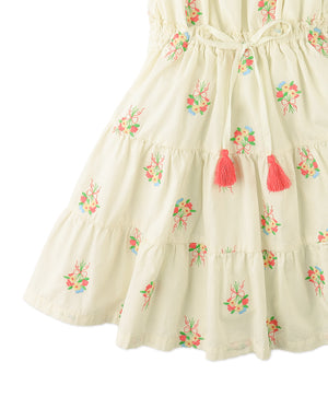 Avery Embroidered Dress with Bubble Sleeves style detail