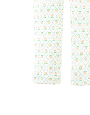 Zoya Ribbed Leggings with Floral Damask Print style detail