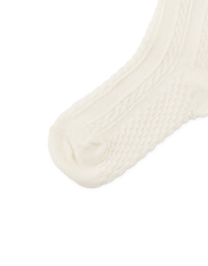 Fine Cable Knit Crew Socks fabric and fit detail