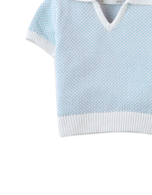Baby Lucius Popcorn Polo with Ribbed Cuffs & Hem style detail