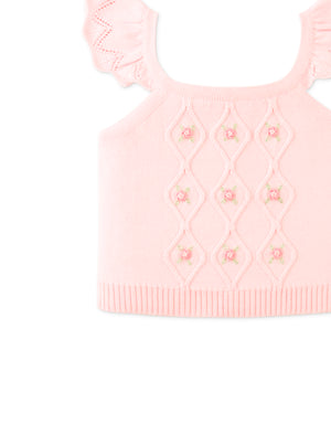 Baby Georgina Knitted Blouse with Bullion Flower Embroidery style detail