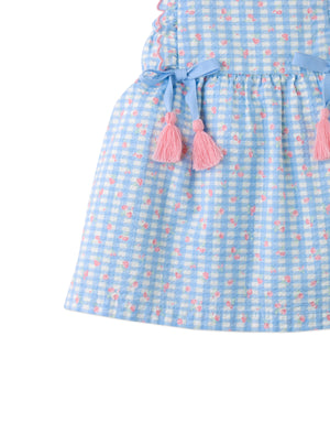 Baby Powder Dress with Embroidered Ruffles & Bow Details style detail