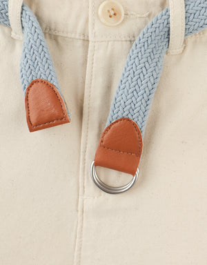Blaine Regular Fit Canvas Shorts with Braided Cotton Belt outfit styling