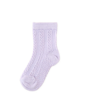 Fine Cable Knit Crew Socks model view