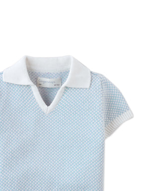 Baby Lucius Popcorn Polo with Ribbed Cuffs & Hem close-up detail