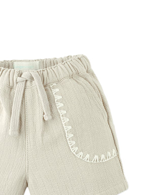 Baby Marlow Drawstring Shorts with Contrast Stitching model view
