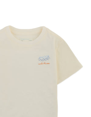 Baby Paco Tee with Embroidered Paper Boat Detail close-up detail
