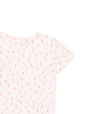 Baby Sylvie Bird Pointelle Ribbed Tee with Picot Trim close-up detail