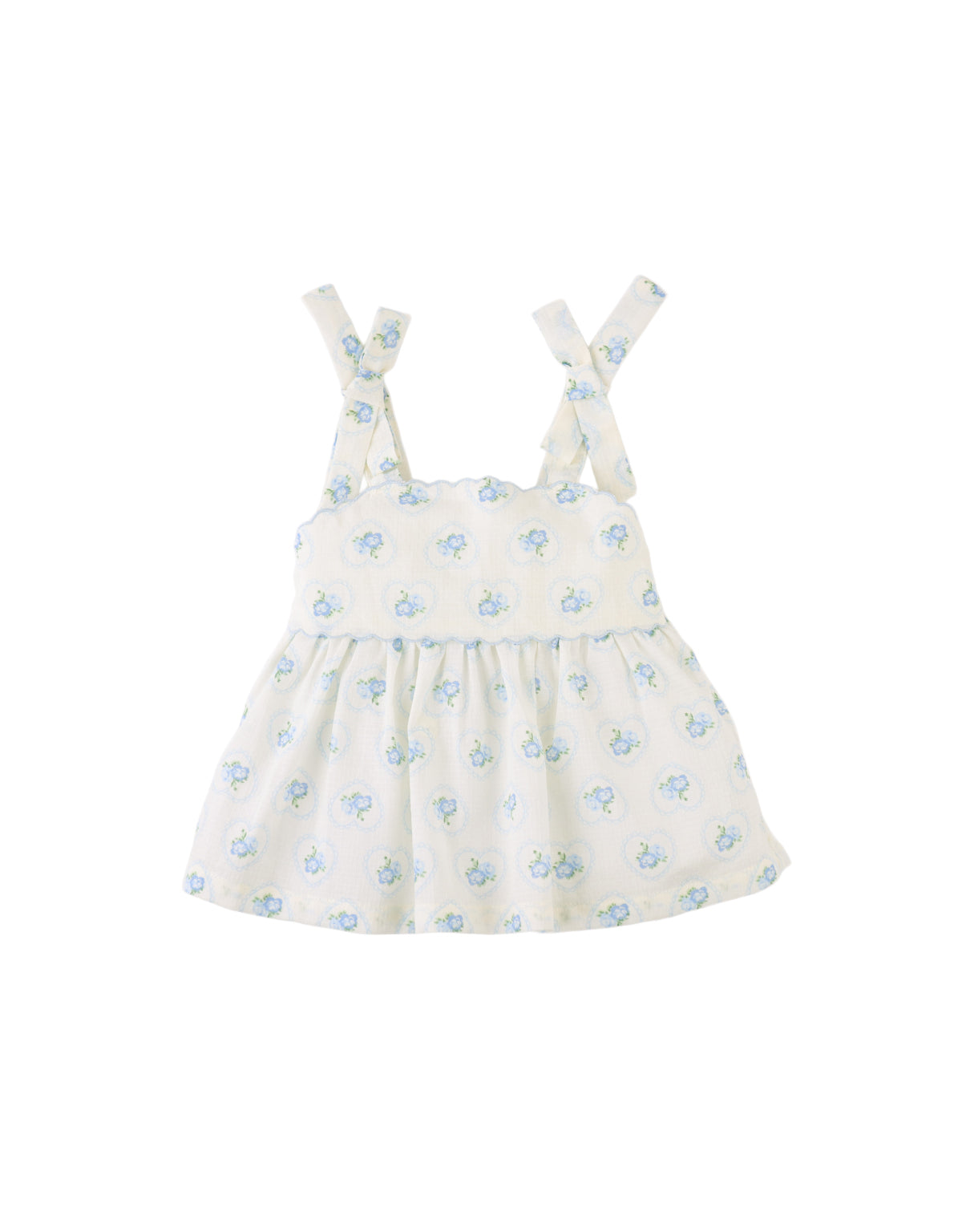 Baby Dallas Tunic Blouse & Shorts Set with Scalloped Details front view