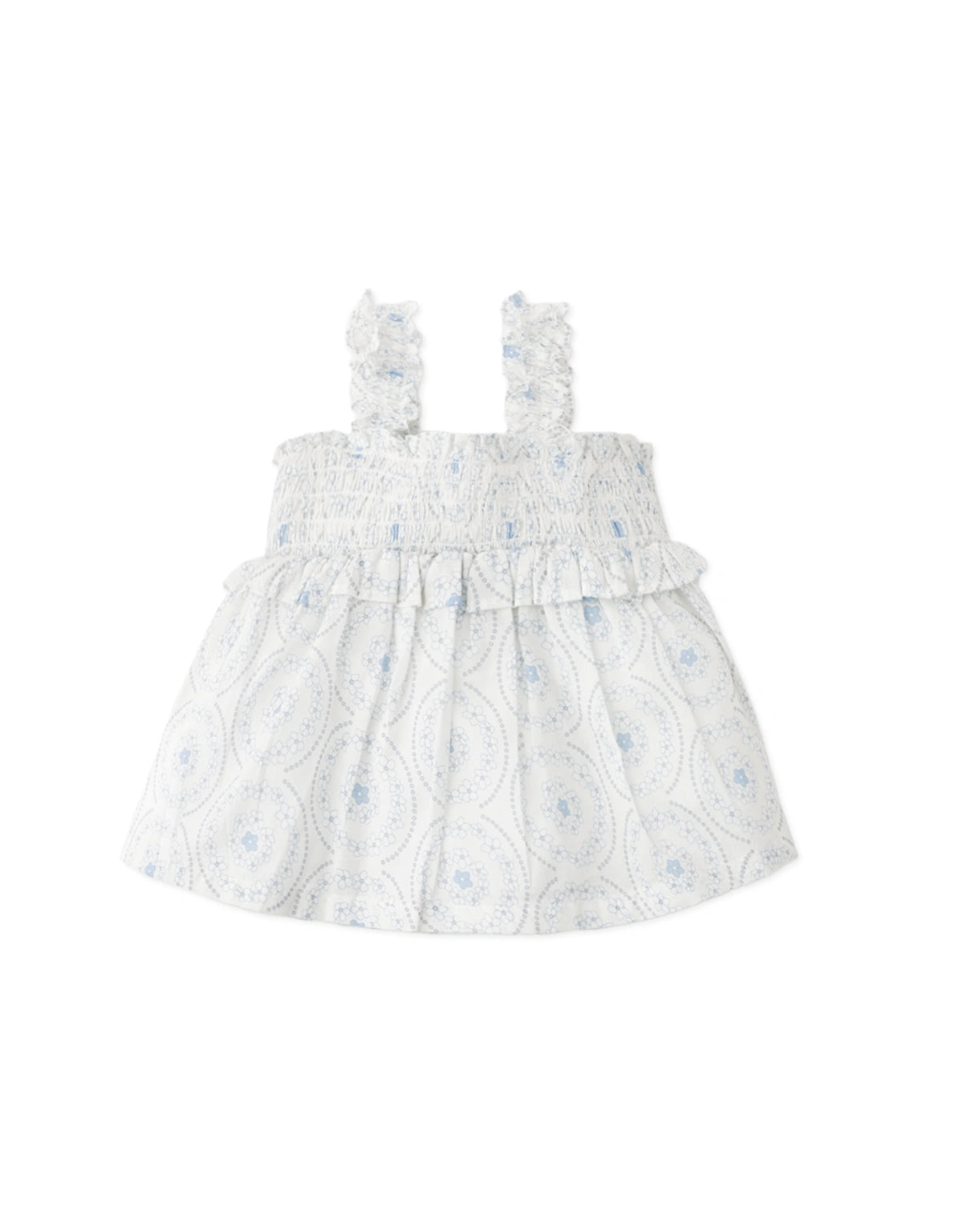 Baby Reverie Floral Smocked Blouse and Ruffled Shorts Set