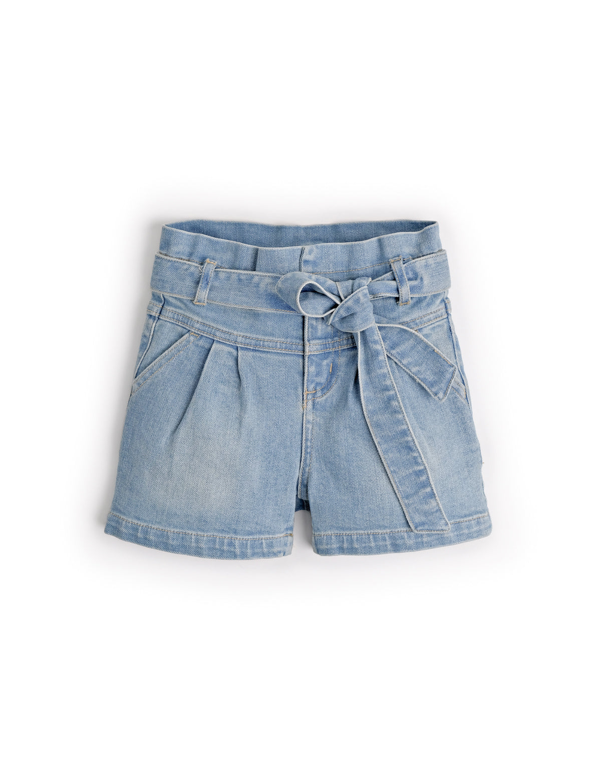 GIRLS DENIM SHORTS WITH YOKE AND SASH