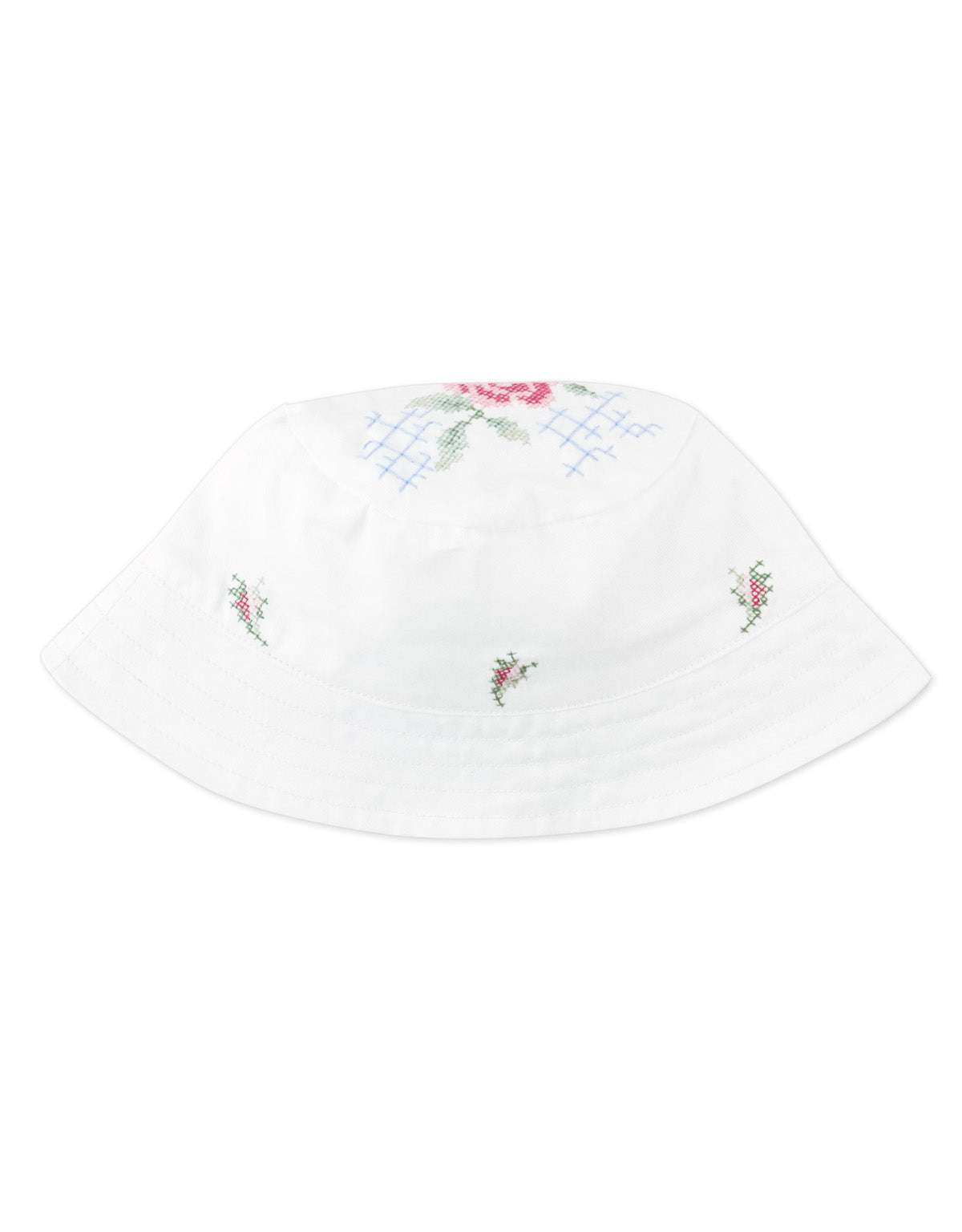 Aria Bucket Hat With Crosstitch Embroidery front view