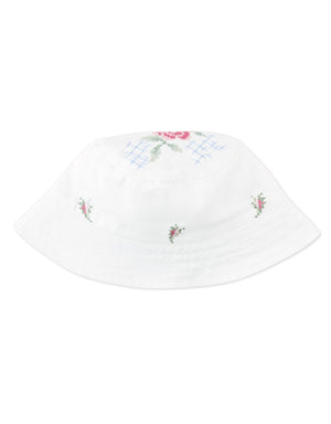Aria Bucket Hat With Crosstitch Embroidery front view