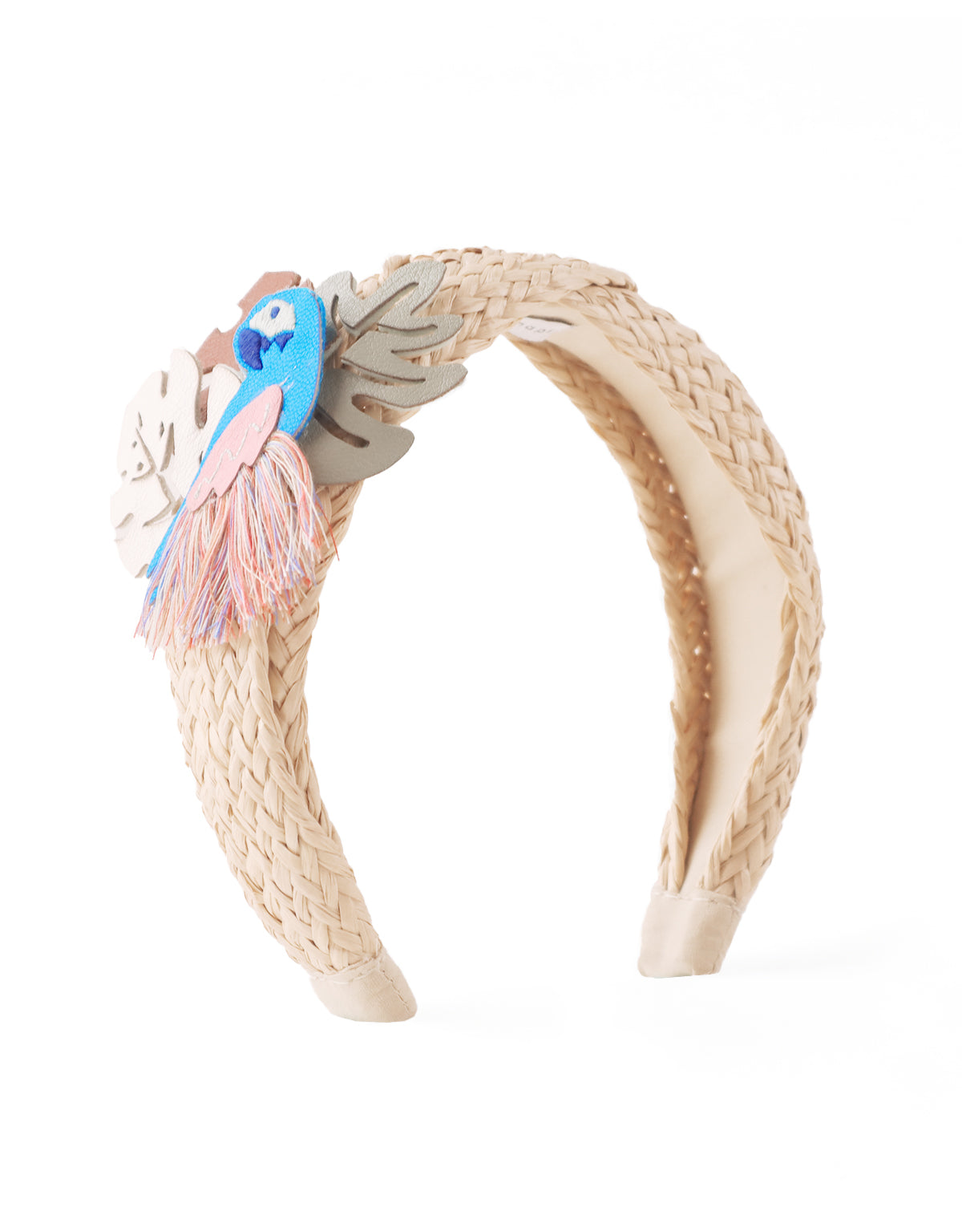 GIRLS RAFFIA HEADBAND WITH PARROT APPLIQUE