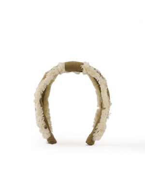 Corduroy Headband With Embroidery close-up detail