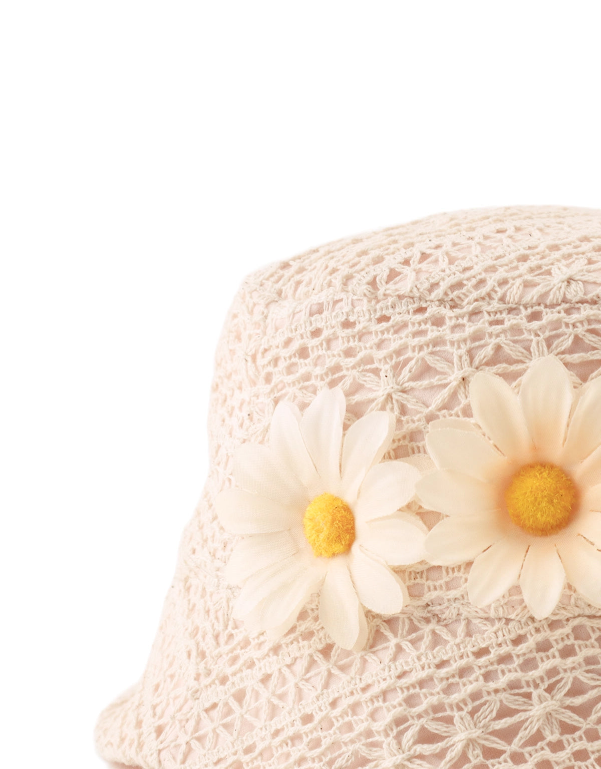 NYLAH LACE BUCKET HAT WITH ARTIFICIAL FLOWERS