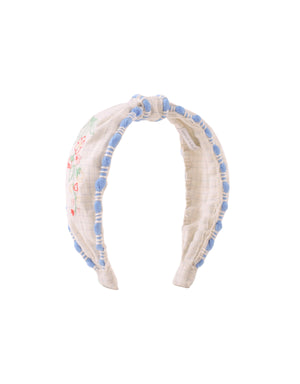 Delta Center Knot Headband With Embroidery front view