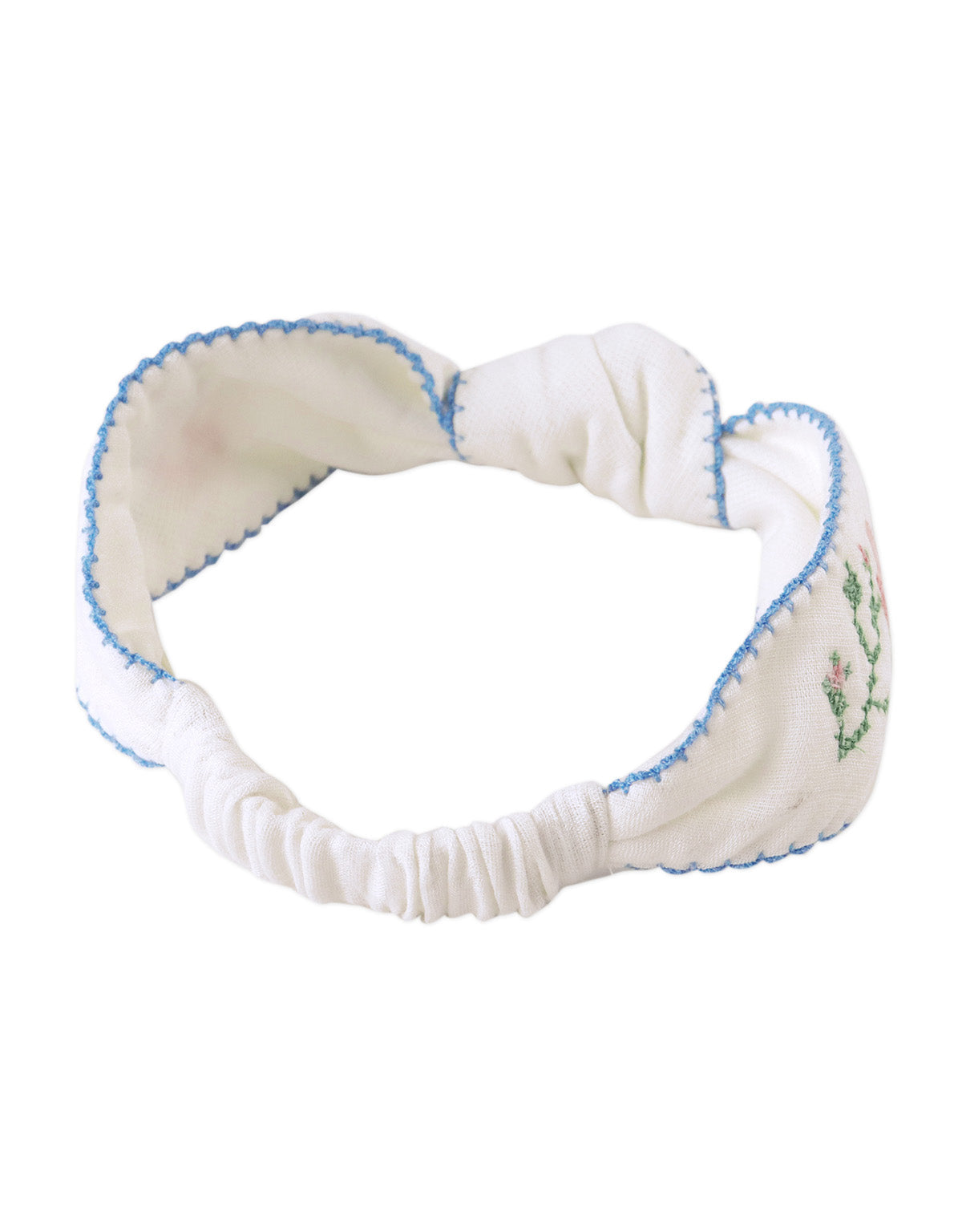 Baby Darla Turban with Center Knot and Picoting front view
