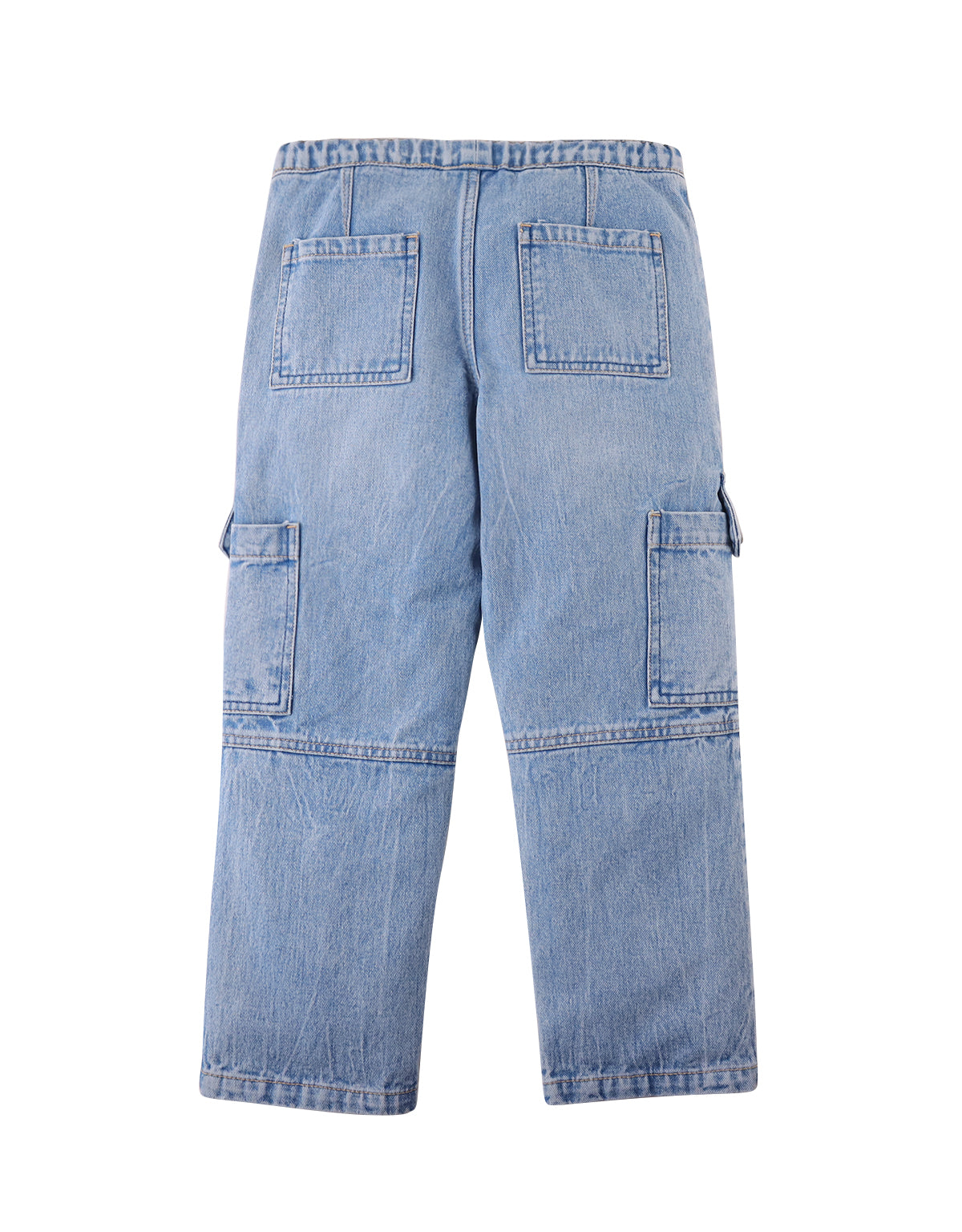 BOYS LOOSE STRAIGHT CARGO JEANS WITH FLAT HERRING BONE CORD