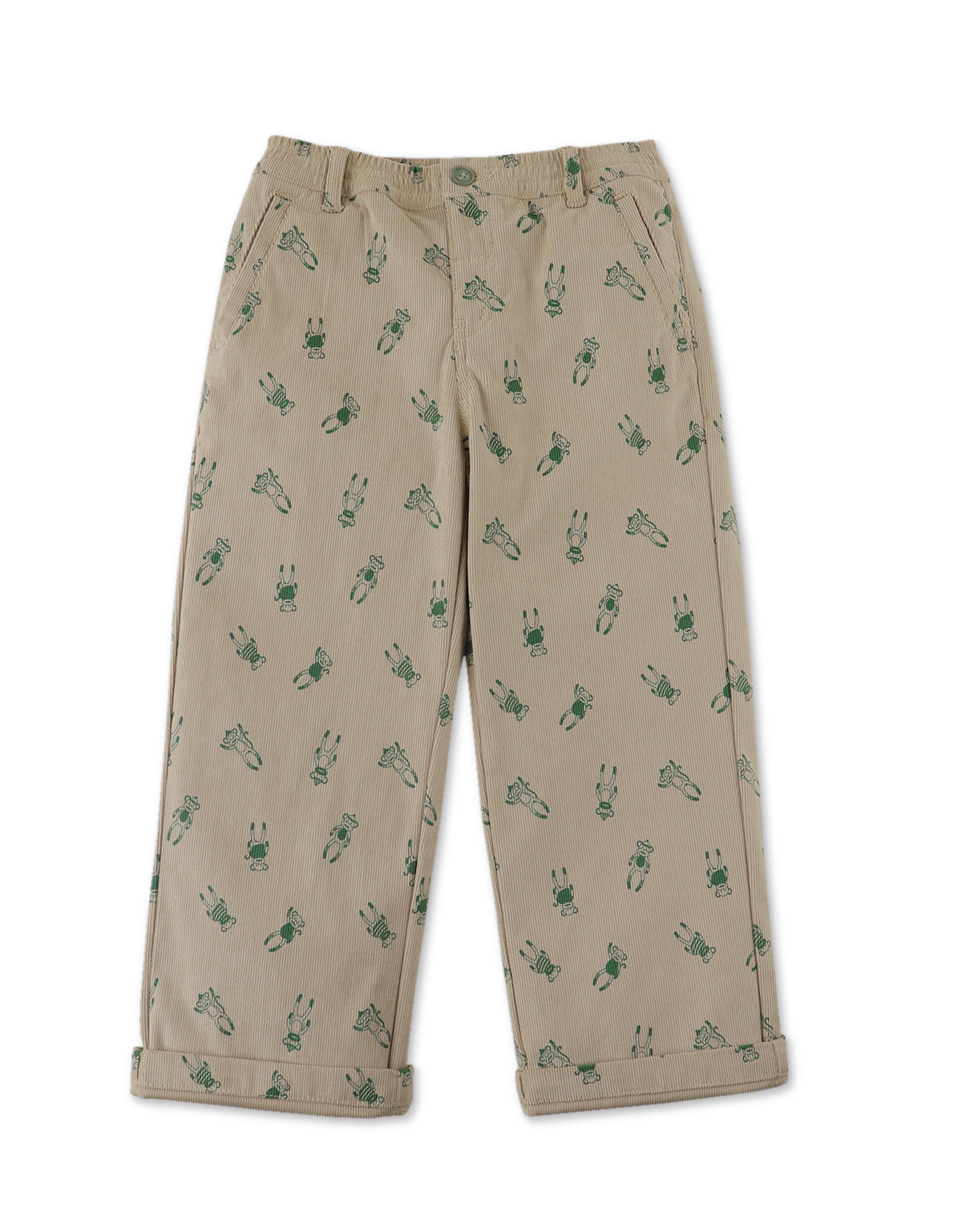 BOYS MONKEYS PRINT STRAIGHT CORD PANTS
