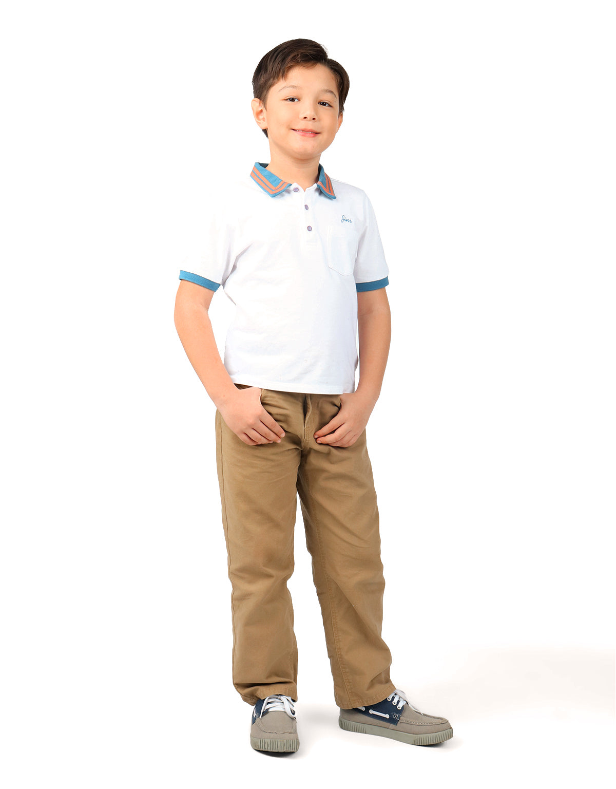 BOYS POLO SHIRT WITH CONTRAST CUFFS AND COLLAR