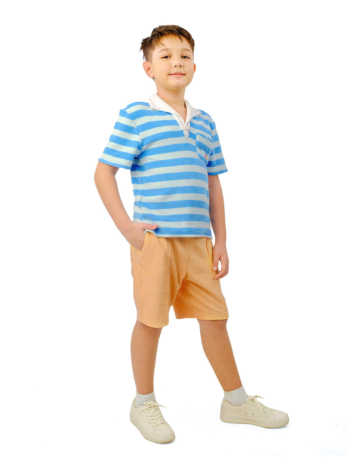 BOYS STRIPE TOWEL TERRY POLO
