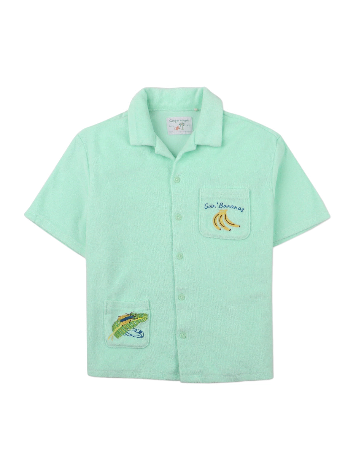BOYS EMBROIDERED TERRY TOWEL BUTTON DOWN SHIRT