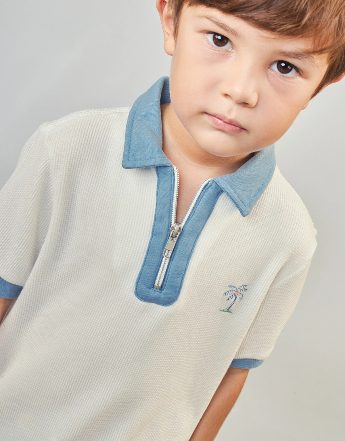 LUCIAN EMBROIDERED HALF-ZIP POLO SHIRT