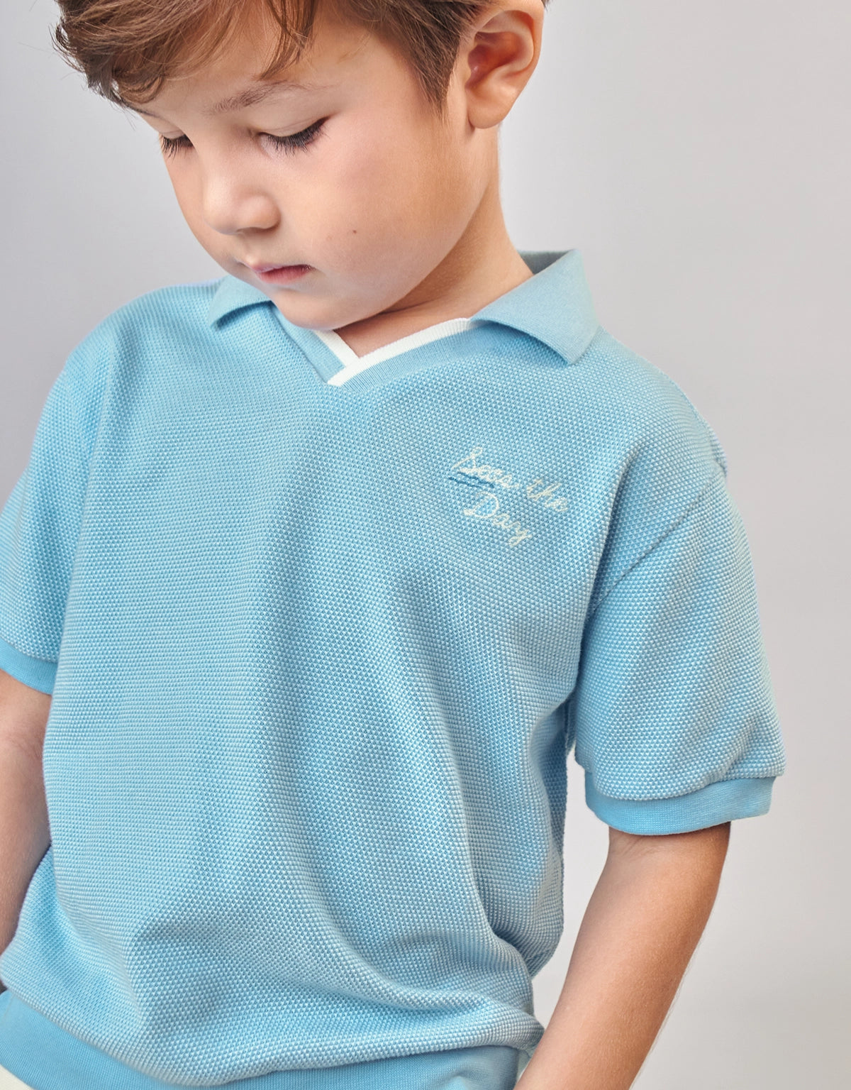 GABRIEL EMBROIDERED V-NECK POLO SHIRT
