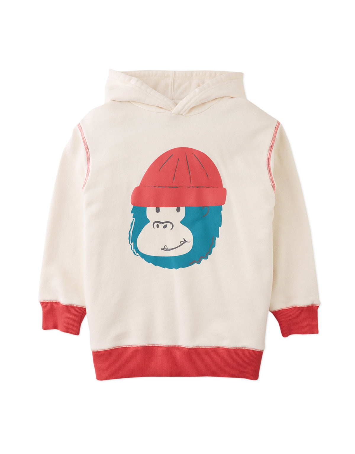 GREGORY HOODED SWEATSHIRT OFFWHITE WITH GORILLA HEAD GRAPHIC