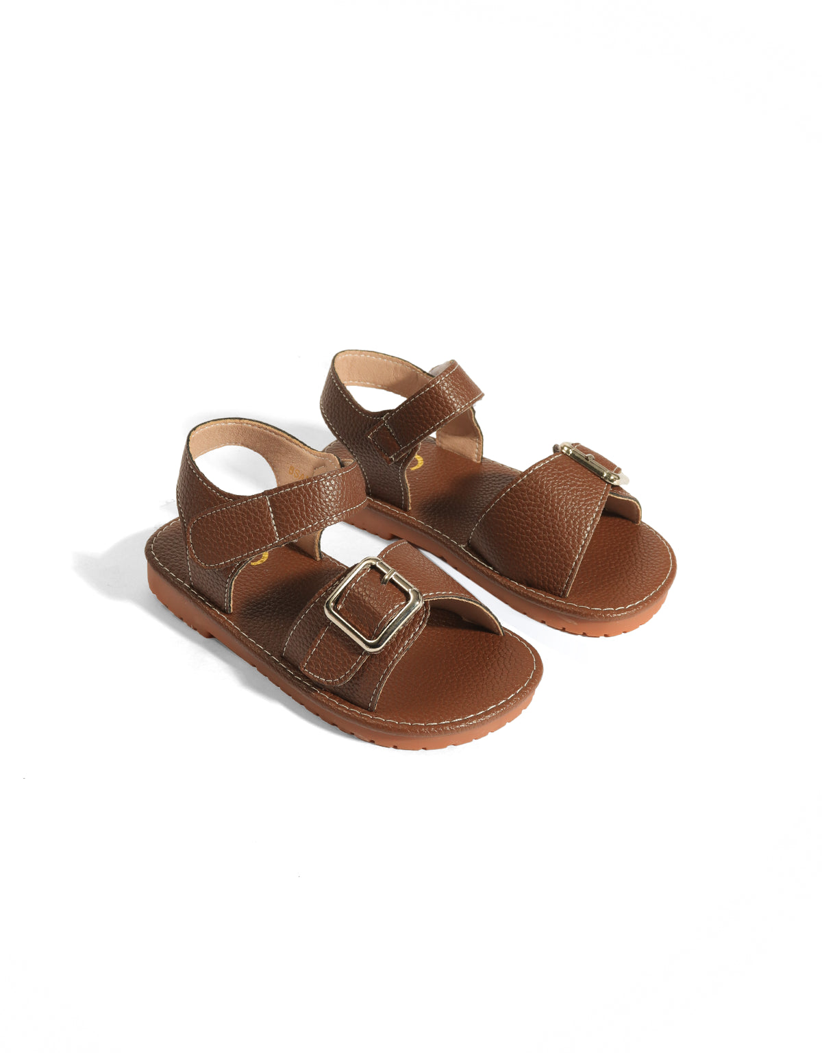 SANDALS WITH CONTRAST STITCHING, BUCKLE AND VELCRO CLOSURE