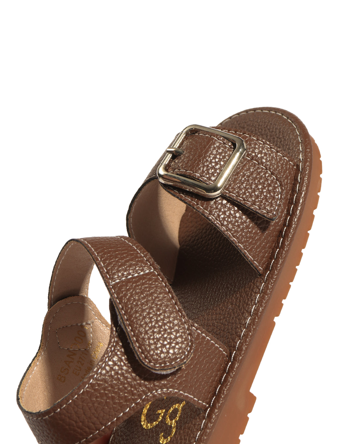 SANDALS WITH CONTRAST STITCHING, BUCKLE AND VELCRO CLOSURE