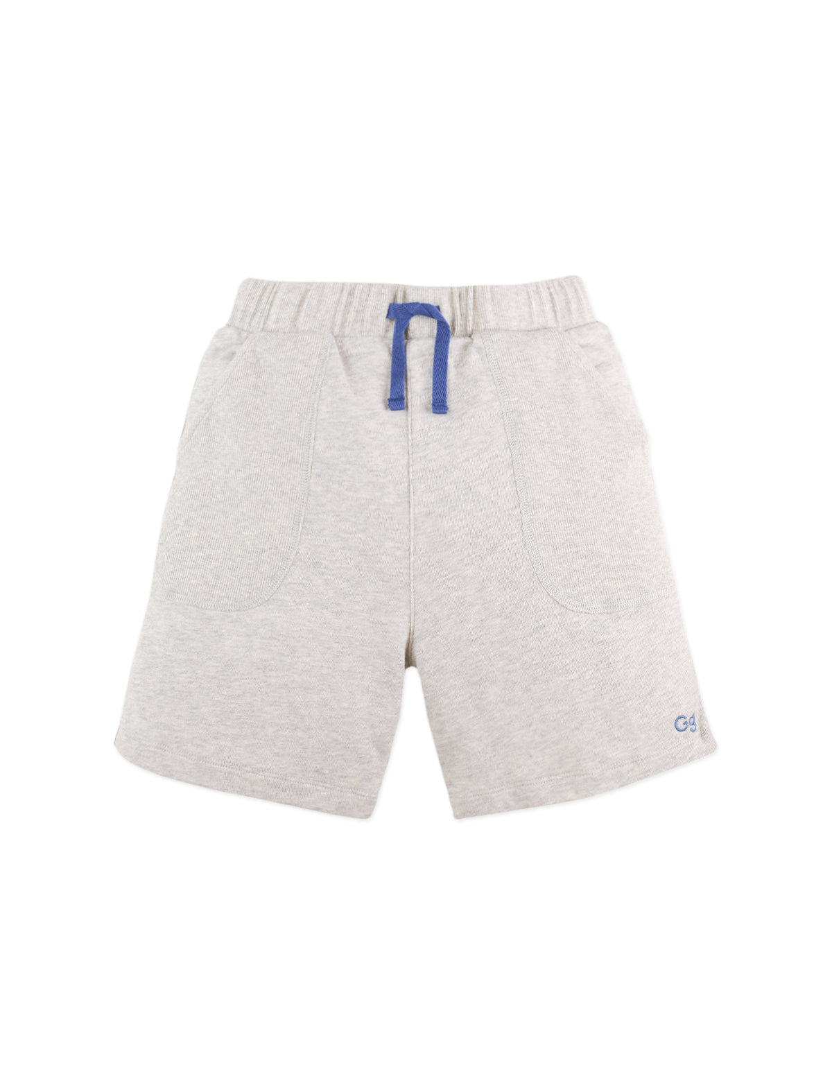 Full front photo of Miles Pull-On Shorts in gray, showing the pull-on waistband and relaxed short-length silhouette, from the Holiday collection of Filipino kids fashion brand Gingersnaps Philippines.