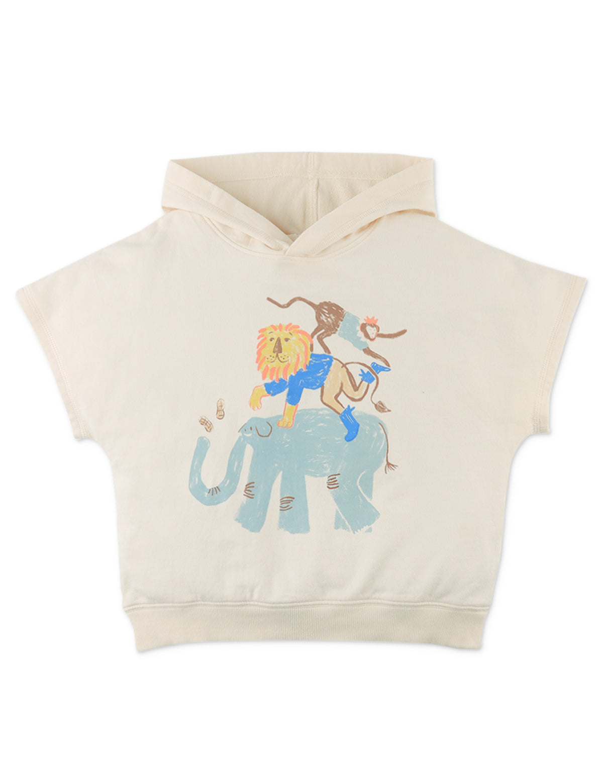 SPENCER HOODED TEE WITH CIRCUS ANIMAL PRINT