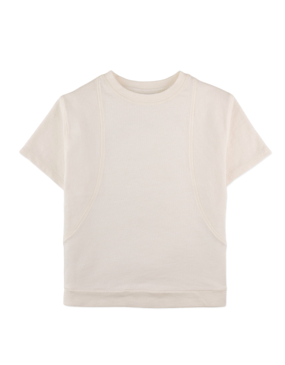 Full front photo of Finnian Combi T-Shirt in off-white, showing the stitched design details across the front panel and relaxed silhouette, from the Holiday collection of Filipino kids fashion brand Gingersnaps Philippines.