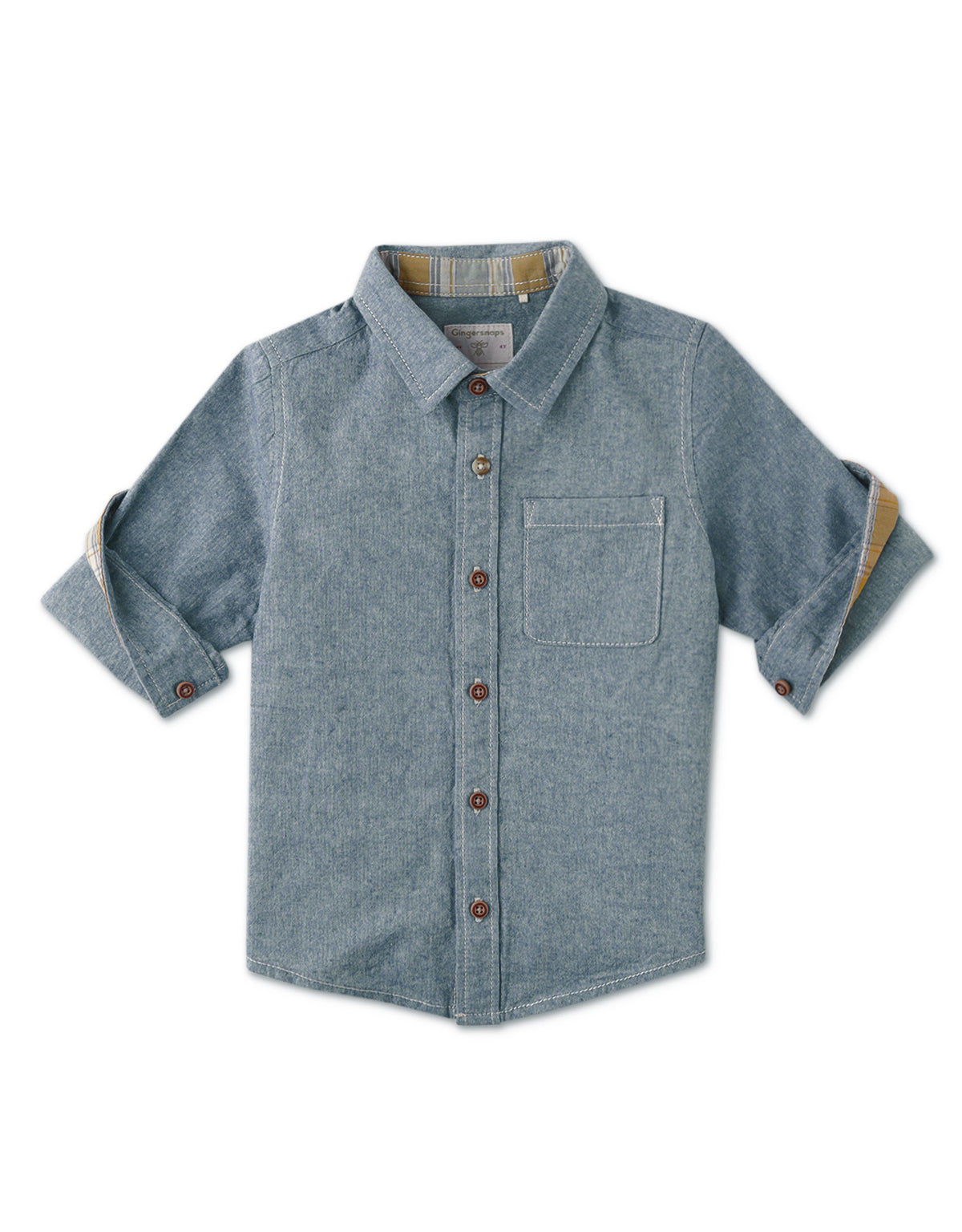 BOYS PRINTED CHAMBRAY SHIRT
