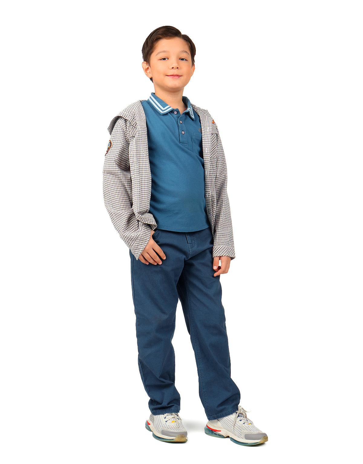 BOYS CHECK HOODED LONG SLEEVES SHIRT