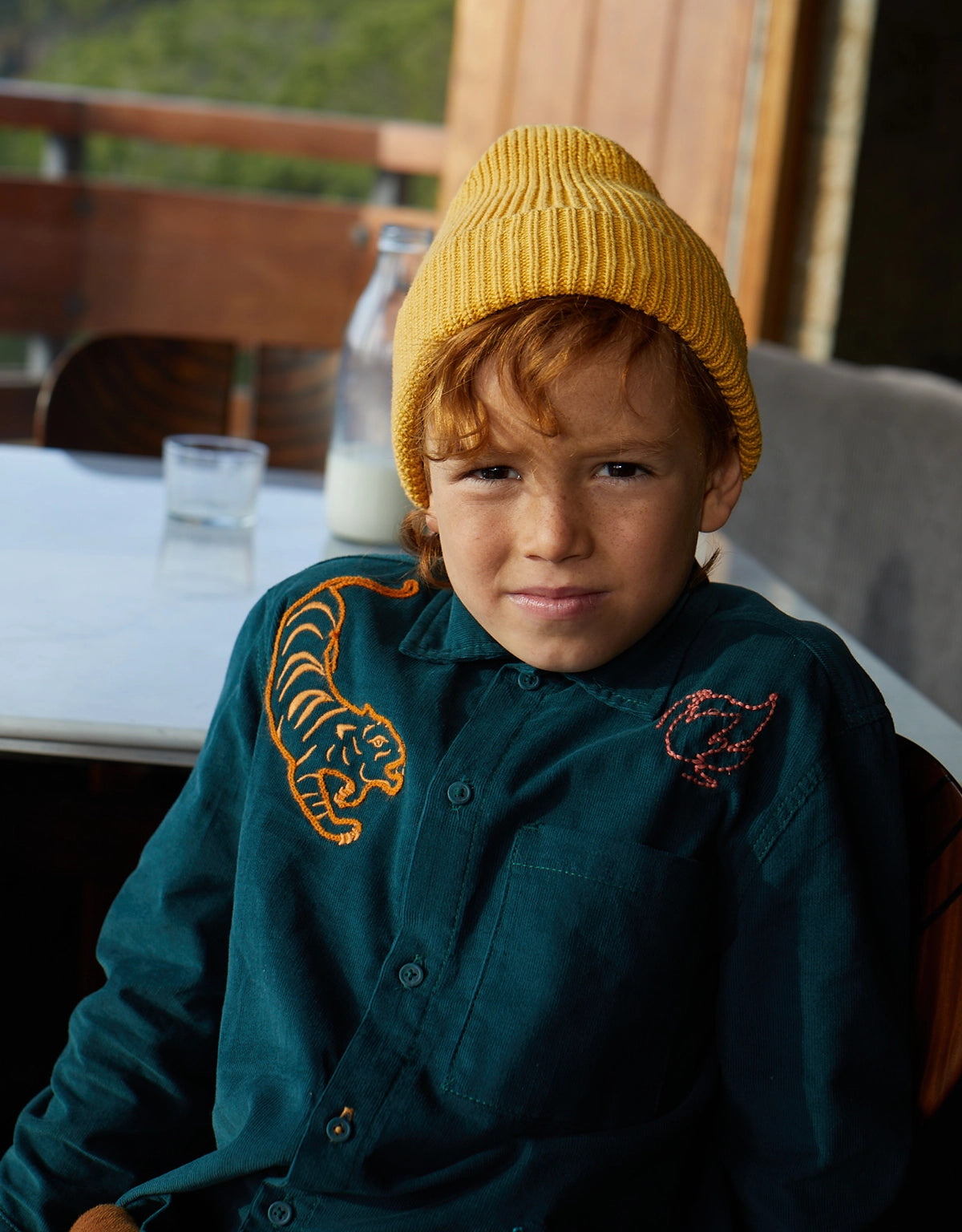 BOYS TIGER EMBROIDERED WOVEN SHIRT