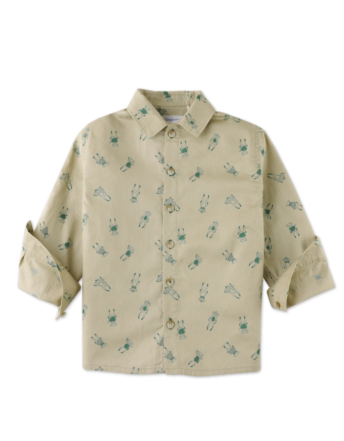 BOYS MONKEY PRINT SOFT TWILL SHIRT