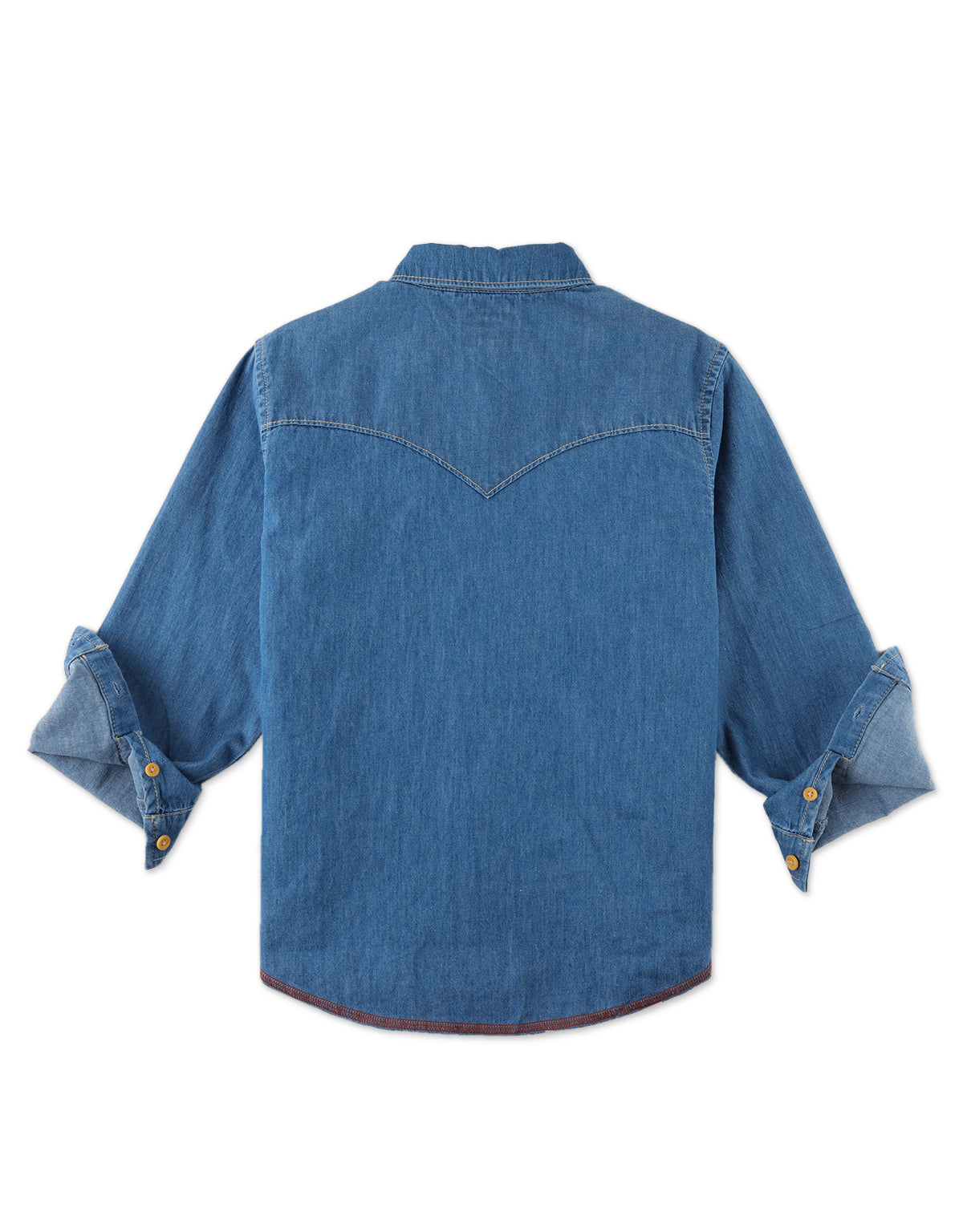 BOYS LIGHT BLUE WASH DENIM WESTERN SHIRT