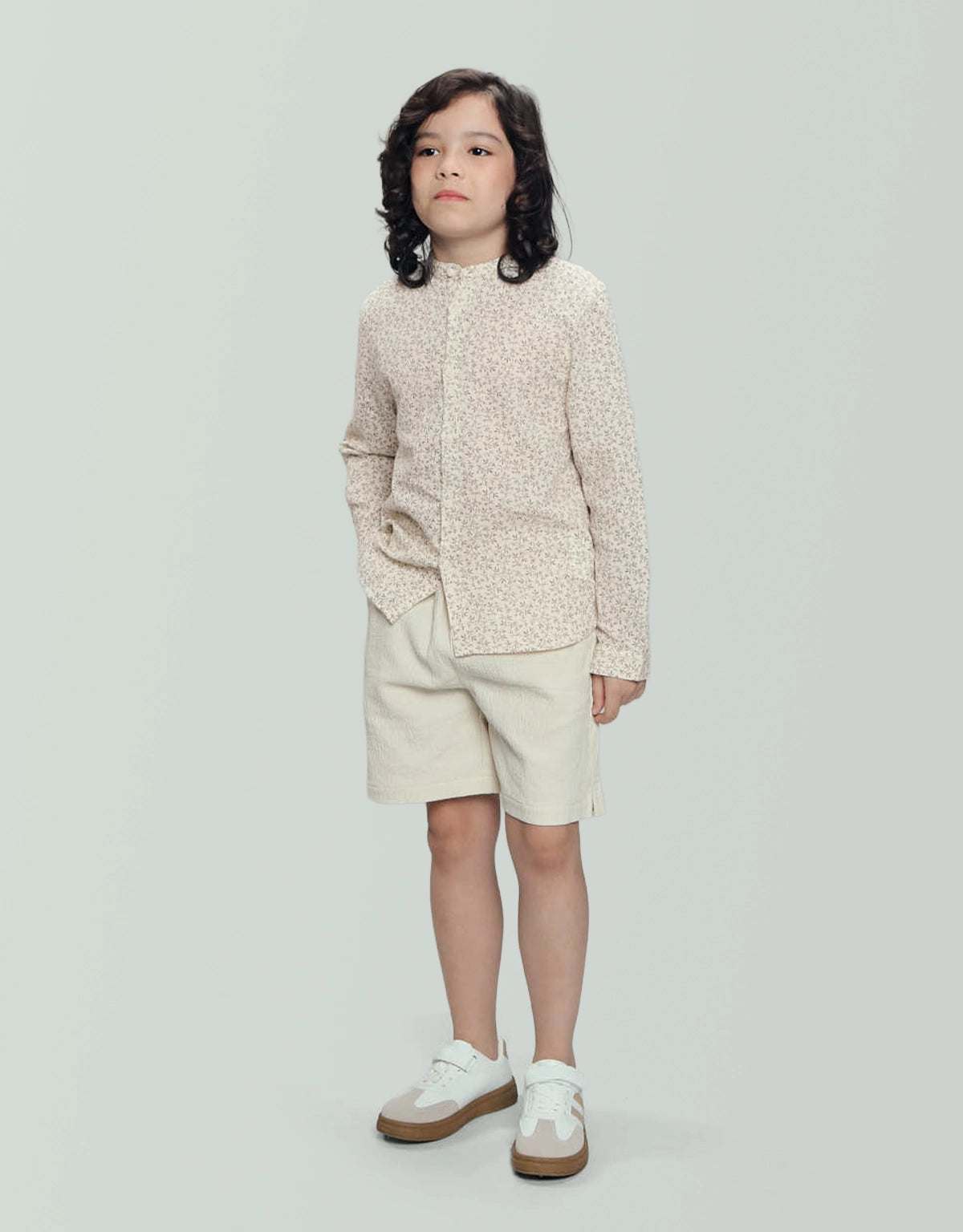 KAREEM PRINTED MANDARIN COLLARED SHIRT