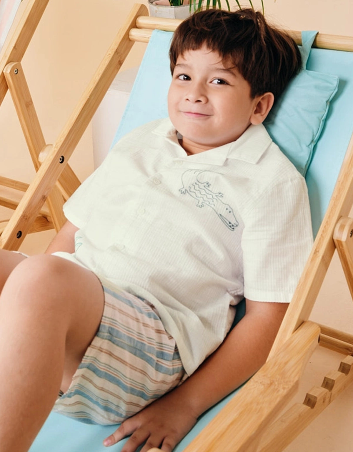 STEVEN EMBROIDERED RESORT SHIRT WITH CROCODILE PRINT