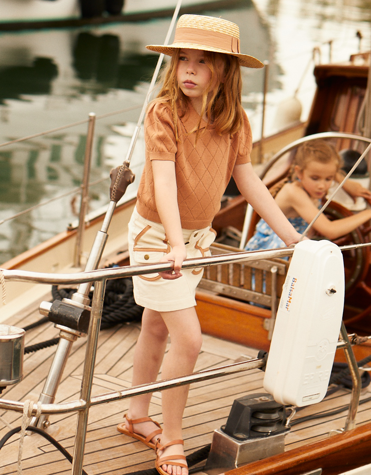 GIRLS POINTELLE PUFFED SLEEVES TOP