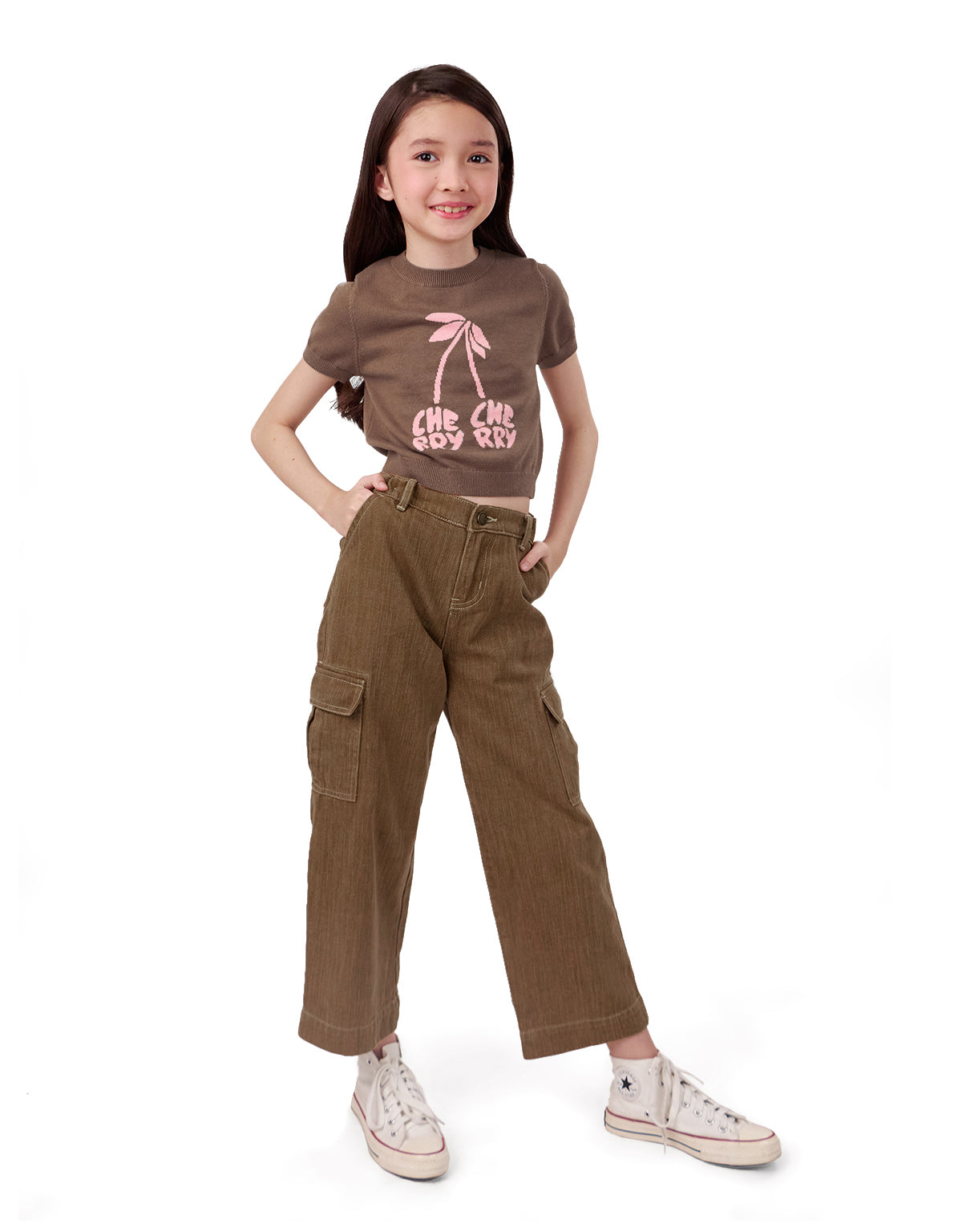 GIRLS CHERRY INTARSIA KNIT TOP