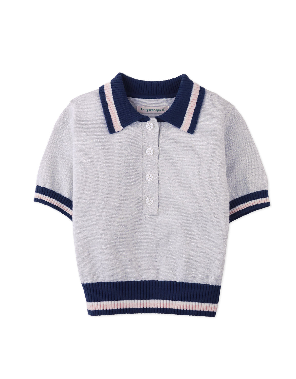 SUE KNIT TOP SHIMMERY WITH CONTRAST RIBBING