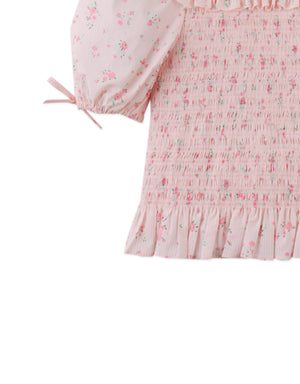 Priscilla Smocked Top with Puff Sleeves close-up detail
